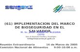 (61) IMPLEMENTACION DEL MARCO DE BIOSEGURIDAD EN EL SALVADOR M. Sc. JOSE ROBERTO ALEGRIA COTO Dpto. de Desarrollo Científico y Tecnológico ralegria@conacyt.gob.sv.