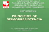 PRINCIPIOS DE SISMORRESISTENCIA UNIVERSIDAD DEL VALLE FACULTAD DE ARTES INTEGRADAS ESCUELA DE ARQUITECTURA DEPARTAMENTO DE TECNOLOGÍA ESTRUCTURAS II ING.