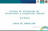 Sistema de Validación de Valuaciones y Asignación Tabular S I V A L CURSO DE INDUCCIÓN OCTUBRE 2008.