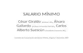 SALARIO MÍNIMO César Giraldo (profesor UN), Álvaro Gallardo (profesor Universida Distrital), Carlos Alberto Suescún (Estudiante Economía UN). Comisión.