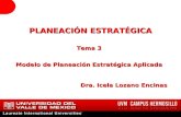 PLANEACIÓN ESTRATÉGICA PLANEACIÓN ESTRATÉGICA Tema 3 Modelo de Planeación Estratégica Aplicada Dra. Icela Lozano Encinas Dra. Icela Lozano Encinas.