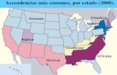 Ascendencias más comunes, por estado (2000). Mexican a Alemana “Americana” Africana Italiana Inglesa Irlandesa.