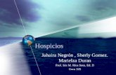 Hospicios Jahaira Negrón, Sherly Gomez. Marielza Duran Prof. Iris M. Ríos Soto, Ed. D Gero 325.