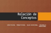 Relación de Conceptos CAPACITACION, PRODUCTIVIDAD, SALUD OCUPACIONAL, DESARROLLO PROFESIONAL.