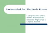 Universidad San Martín de Porras La Imputación en los delitos imprudentes Docente: Mg Carlos E Caparo madrid.