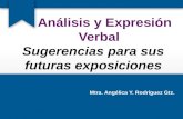 Análisis y Expresión Verbal Sugerencias para sus futuras exposiciones Mtra. Angélica Y. Rodríguez Gtz.