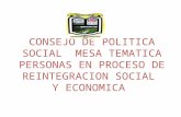 PRINCIPALES PROBLEMATICAS DE LAS PERSONAS EN PROCESO DE REINTEGRACION SOCIAL Y ECONOMICA