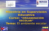 Maestría en Supervisión Educativa Curso:  “ORGANIZACIÓN ESCOLAR” Tema:  El ambiente escolar