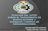 POSICIÓN DEL SUTEP SOBRE EL TRATAMIENTO DE BONIFICACIONES Y SUBSIDIOS CUADROS  DE REMUNERACIONES