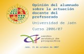Opinión del alumnado sobre la actuación docente del profesorado Universidad de Jaén Curso 2006/07