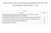 RESÚMEN DE ACTIVIDADES DEPARTAMENTO DE INGENIERÍA MECÁNICA, ULS