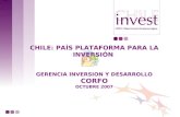 CHILE: PAÍS PLATAFORMA PARA LA INVERSIÓN  GERENCIA INVERSION Y DESARROLLO CORFO OCTUBRE 2007