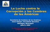 La Lucha contra la Corrupción y las Cumbres de las Américas Secretaría de Cumbres de las Américas