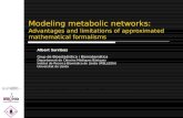 Modeling metabolic networks:  Advantages and limitations of approximated mathematical formalisms