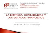 FACULTAD DE CONTABILIDAD Y FINANZAS CURSO: ANALISIS E INTERPRETACION  DE ESTADOS FINANCIEROS