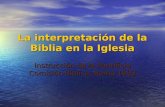 La interpretación de la Biblia en la Iglesia
