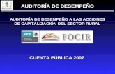AUDITORÍA DE DESEMPEÑO A LAS ACCIONES DE CAPITALIZACIÓN DEL SECTOR RURAL