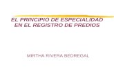 EL PRINCIPIO DE ESPECIALIDAD EN EL REGISTRO DE PREDIOS