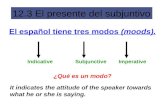 El español tiene tres modos  (moods). Indicative         Subjunctive     Imperative