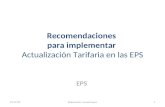 Recomendaciones  para implementar Actualización Tarifaria en las EPS