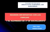 REUNIÓN INFORMATIVA CON LAS FAMILIAS    Y EL ALUMNADO DE 1º DE BACHILLERATO