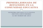 PRIMERA JORNADA DE REFLEXIÓN EN LA COMUNIDAD EDUCATIVA