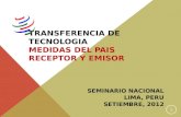 TransferENCIA  DE  TecnologIA MEDIDAS DEL PAIS RECEPTOR Y EMISOR
