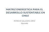 MATRIZ ENERGETICA PARA EL DESARROLLO SUSTENTABLE EN CHILE PATRICIO VALLESPIN LÓPEZ Diputado