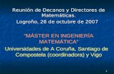 Reunión de Decanos y Directores de Matemáticas.  Logroño, 26 de octubre de 2007