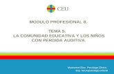 MODULO PROFESIONAL 8.  TEMA 5.    LA COMUNIDAD EDUCATIVA Y LOS NIÑOS CON PERDIDA AUDITIVA.