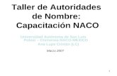 Taller de Autoridades  de Nombre:  Capacitación NACO