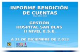 INFORME RENDICIÓN  DE  CUENTAS (Mayo  16 de 2014) GESTIÓN  HOSPITAL SAN BLAS  II NIVEL E.S.E.