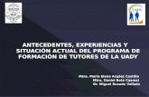 ANTECEDENTES, EXPERIENCIAS Y SITUACIÓN ACTUAL DEL PROGRAMA DE FORMACIÓN DE TUTORES DE LA UADY