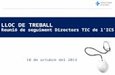 LLOC DE TREBALL Reunió de seguiment  Directors TIC de l’ICS
