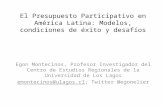 El Presupuesto Participativo en América Latina: Modelos, condiciones de éxito y desafíos