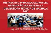 INSTRUCTIVO PARA EVALUACION DEL DESEMPEÑO DOCENTE DE LA UNIVERSIDAD TECNICA DE  MACHALA 2013