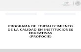 PROGRAMA DE FORTALECIMIENTO DE LA CALIDAD EN INSTITUCIONES EDUCATIVAS (PROFOCIE)