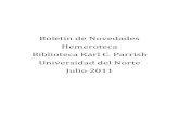 Novedades Hemeroteca :: Julio 2011 :: Biblioteca Karl C. Parrish :: Universidad del Norte