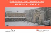 Memoria 2013 Servicio Educación Ayuntamiento de Zaragoza