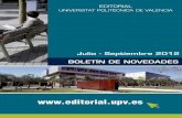 Novedades Editorial Universitat Politècnica de València (Julio - Septiembre 2012)