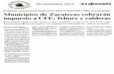 Municipios de Zacatecas cobrarán impuesto a CFE,Telmex y cableras