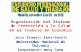 Organización del Sistema de Protección a la Salud en el Trabajo en Colombia Jairo Ernesto Luna-García Universidad Nacional de Colombia Corporación Aury.
