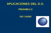 APLICACIONES DEL D.S. ISO 14000 PREAMBULO.  Desarrollo Sostenible Equidad Social Recursos Humanosrecursos naturales Beneficios Desarrollo.