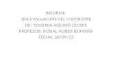 INFORME 1RA EVALUACION DEL II SEMESTRE DE: YESSENIA AQUINO QUISPE PROFESOR: RONAL HUBER ROMAÑA FECHA: 28/09/15.