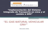 “EL GAS NATURAL VEHICULAR GNV” Noviembre 2015 "Implementación del Sistema Integrado de Transporte en Lima y el cambio a GNV"