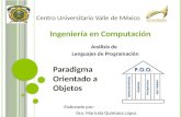 Dra. Maricela Quintana López Paradigma Orientado a Objetos Centro Universitario Valle de México Análisis de Lenguajes de Programación Dra. Maricela Quintana.
