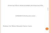EVALUACIÓN E INDICADORES DE EVALUACIÓN UNIDAD II Evaluación social. Profesor: Dr. Walter Eduardo Chávez Castro 14/01/2016 1.