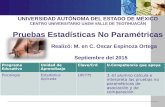 UNIVERSIDAD AUTÓNOMA DEL ESTADO DE MÉXICO CENTRO UNIVERSITARIO UAEM VALLE DE TEOTIHUACÁN Pruebas Estadísticas No Paramétricas Realizó: M. en C. Oscar Espinoza.