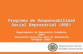 Programa de Responsabilidad Social Empresarial (RSE) Departamento de Desarrollo Económico (DDE) Secretaría Ejecutiva para el Desarrollo Integral (SEDI)