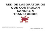 RED DE LABORATORIOS QUE CONTROLAN SANGRE A TRANSFUNDIR Salta – Noviembre - 2015 4° ENCUENTRO PROVINCIAL DE VIGILANTES EPIDEMIOLOGICOS Y VIGILANCIA POR.